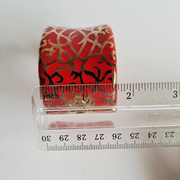 New Angelique De Paris 925 Gold Platted Red Clasp Wide Bracelet - Picture 10 of 16